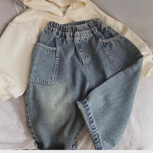Jongens Denim Spijkerbroek met Elastische Taille en Zijzakken - Casual Lente/Herfst