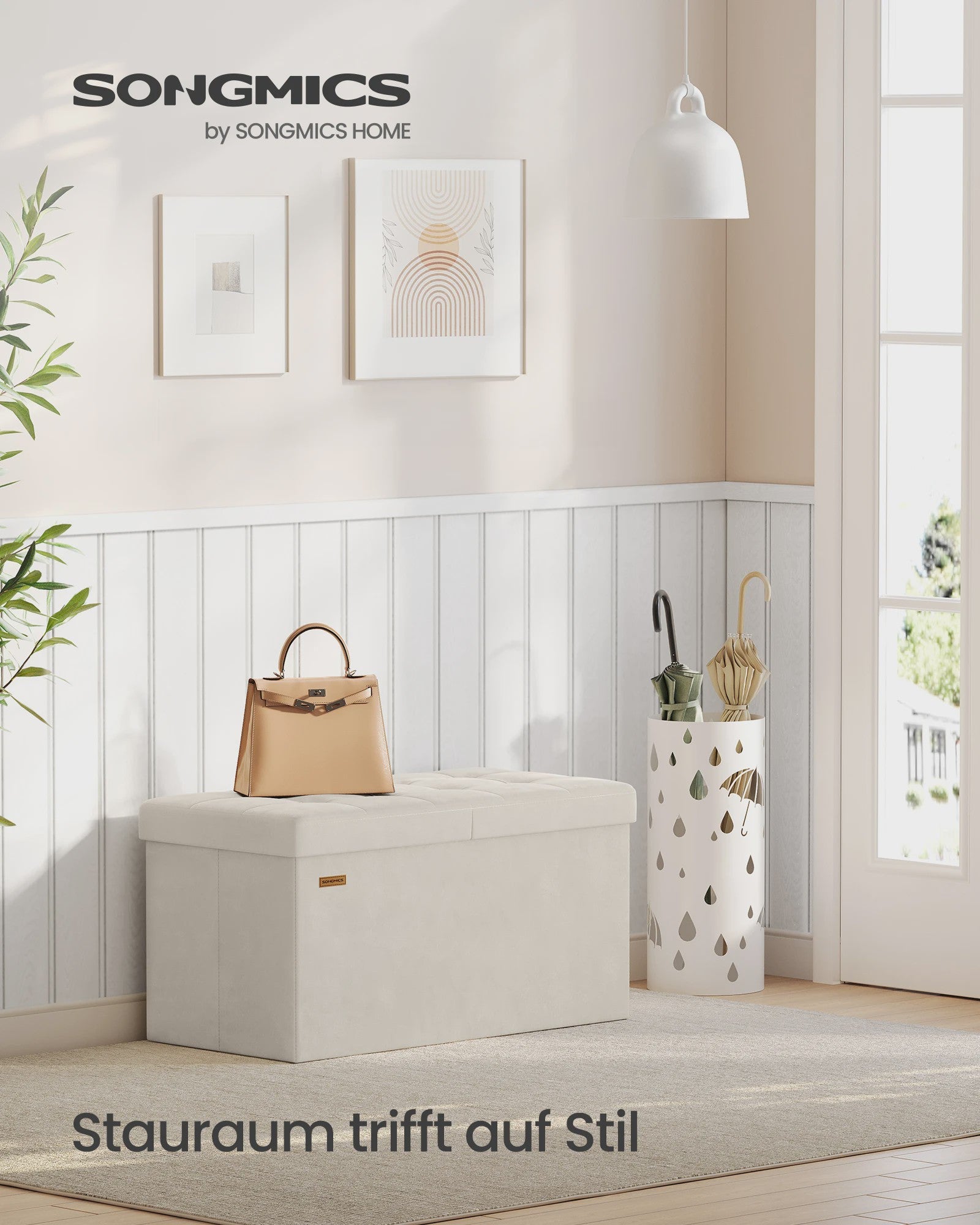 SONGMICS Opbergbank met Deksel - Velvet Zetel & Opbergruimte 76x38x38 cm