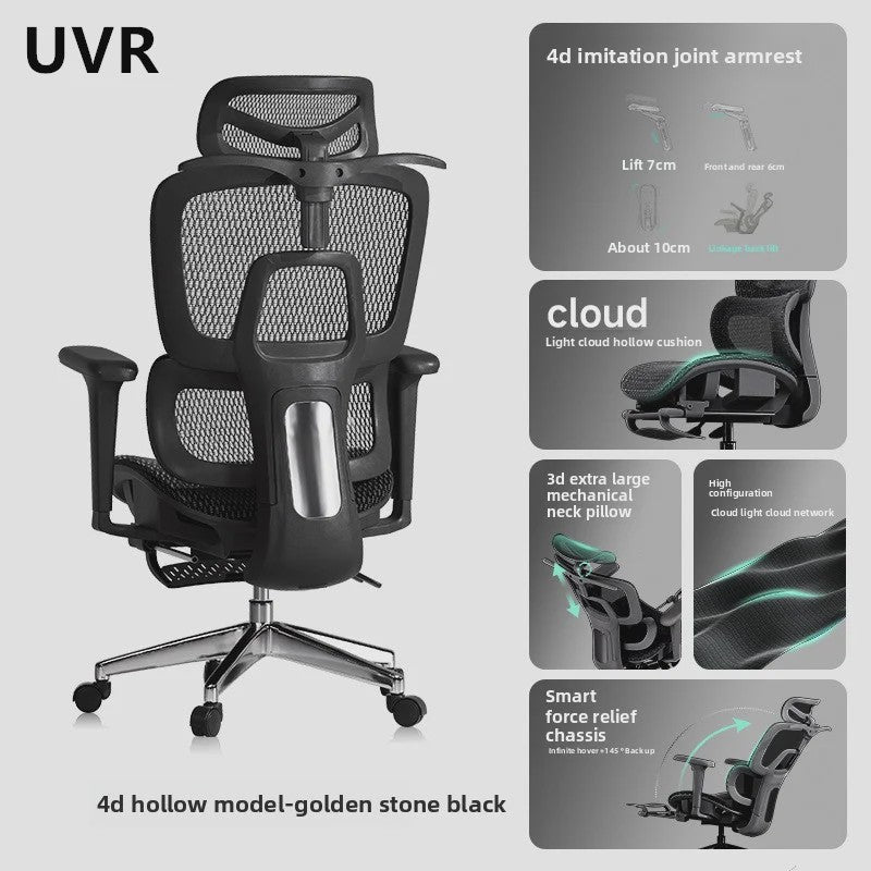 Ergonomische Bureaustoel Mesh - Verstelbaar met Lendesteun & Voetensteun - Comfortabel voor Kantoor & Gaming