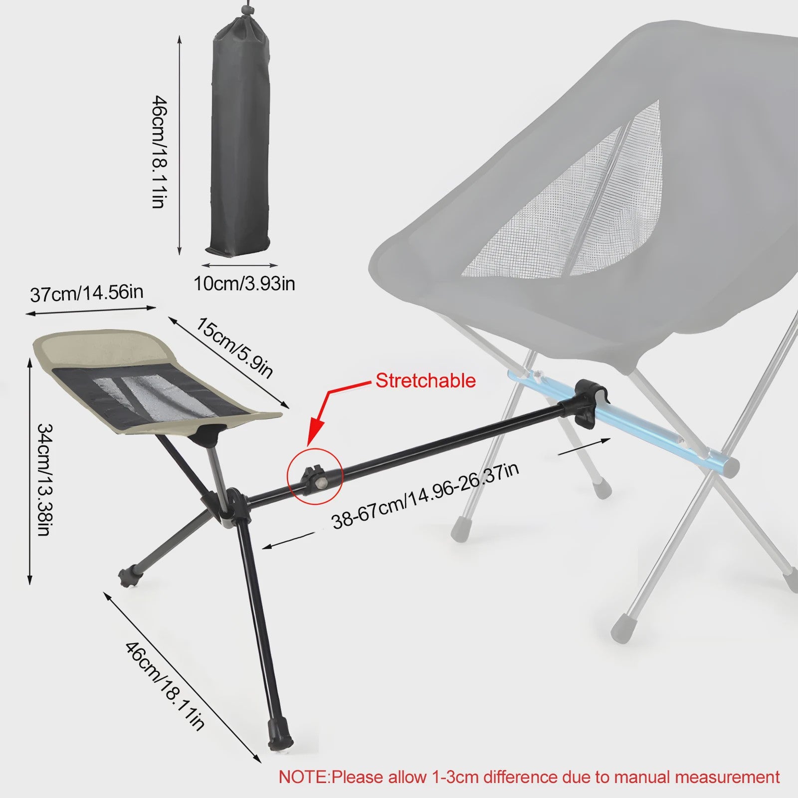 Draagbare Camping Voetensteun Kruk - Opvouwbaar & Verstelbaar voor Buitenstoelen
