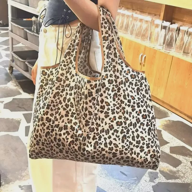 Grote Leopard Print Shopper Tas - Opvouwbare Handtas voor Dagelijks Gebruik