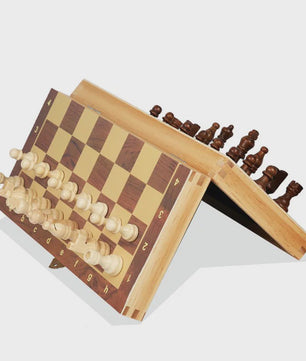 Magnetisch Houten Schaakspel Opvouwbaar met Opbergruimte - 29cm, 34cm, 39cm
