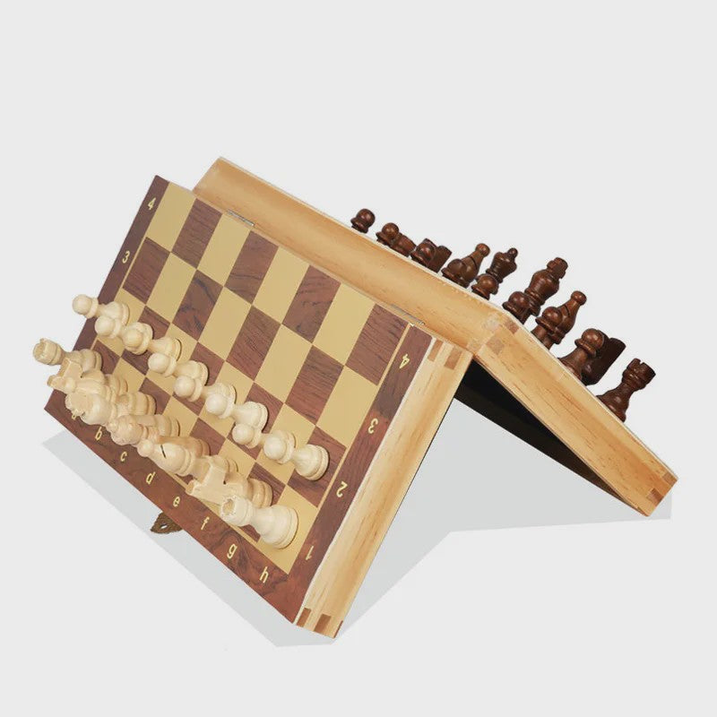 Magnetisch Houten Schaakspel Opvouwbaar met Opbergruimte - 29cm, 34cm, 39cm