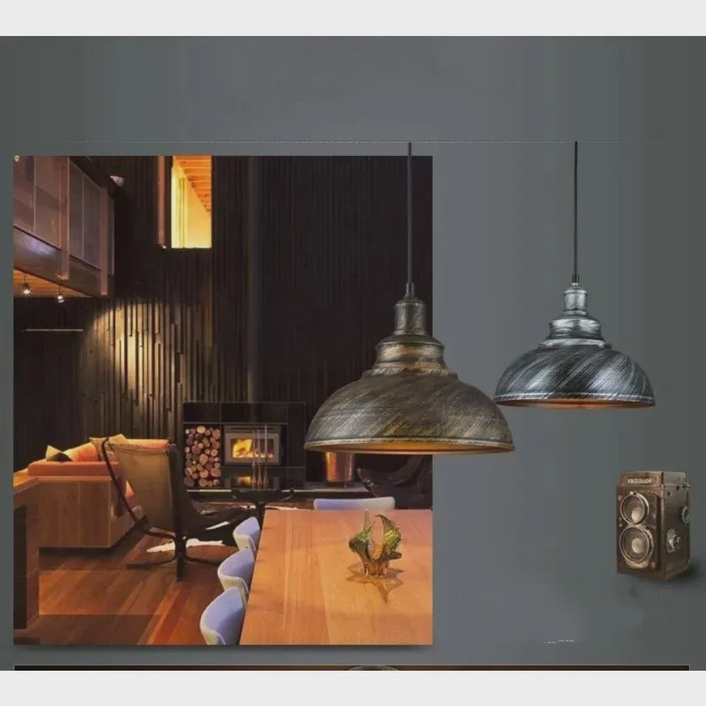 Vintage Retro Hanglamp met E27 Fitting - Industriële Sfeer voor Keuken en Woonkamer