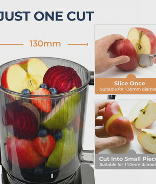 ROUNY Slow Juicer met Extra Brede Vulopening (130mm) en Eenvoudige Reiniging