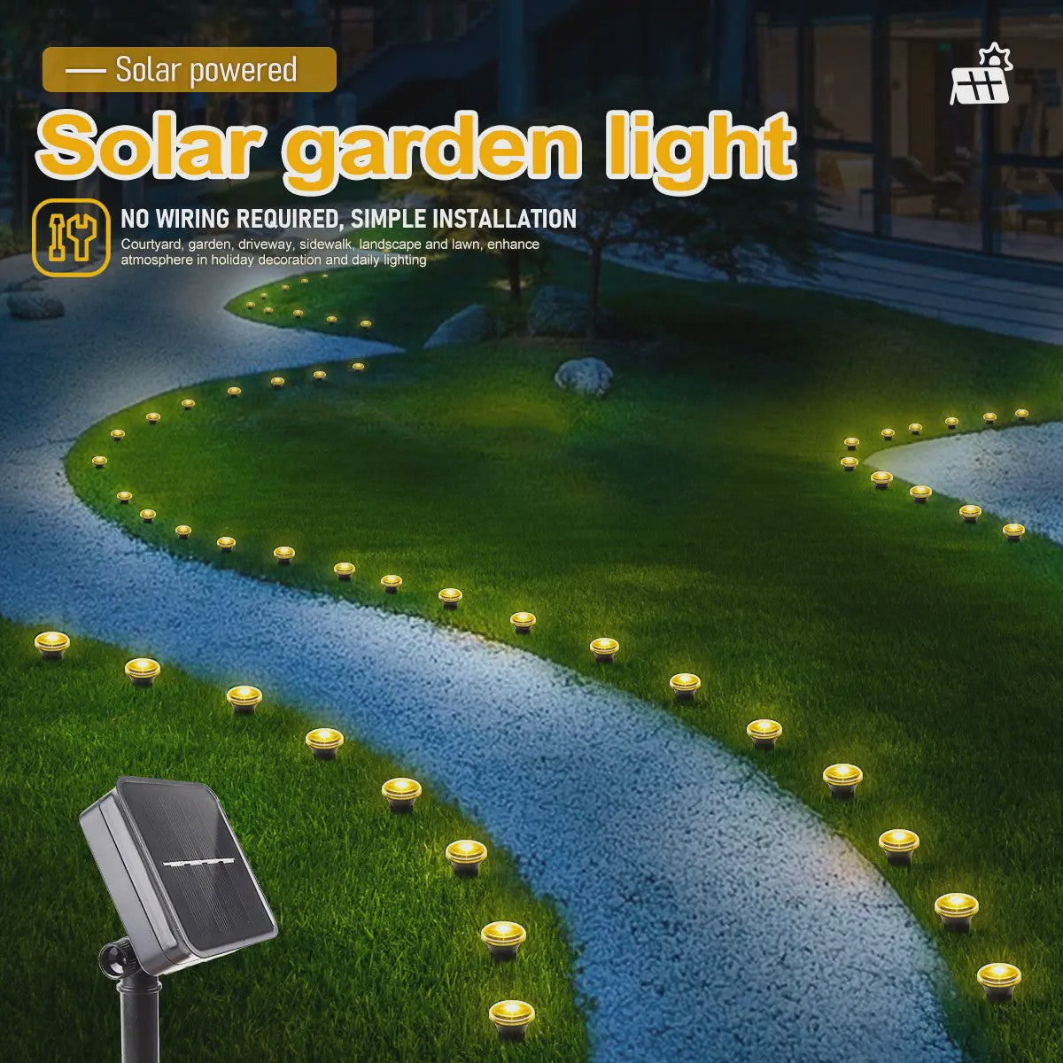 Solar LED Tuinpad Verlichting - Waterdicht & 8 Modi - Sfeervolle Buitenlamp