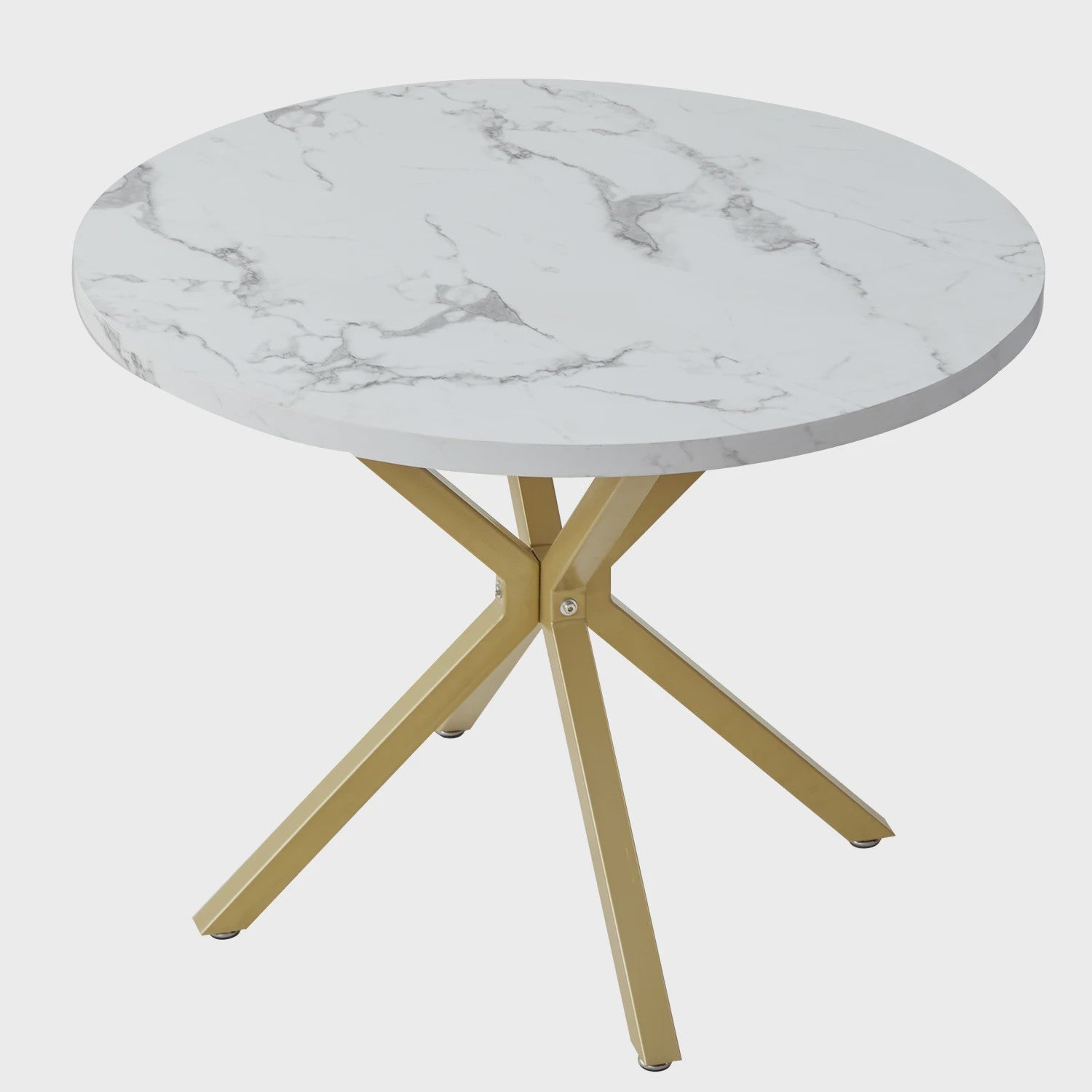 Moderne Ronde Eettafel 100cm met Marmerlook - Luxe en Stijlvol Design