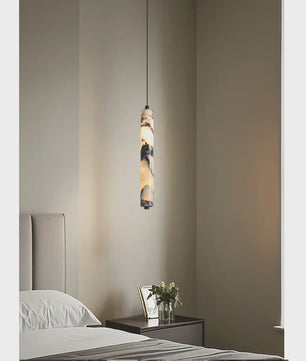 Luxe Cilinder Hanglamp Natuursteen - Sfeervolle LED Verlichting voor Woonkamer & Slaapkamer