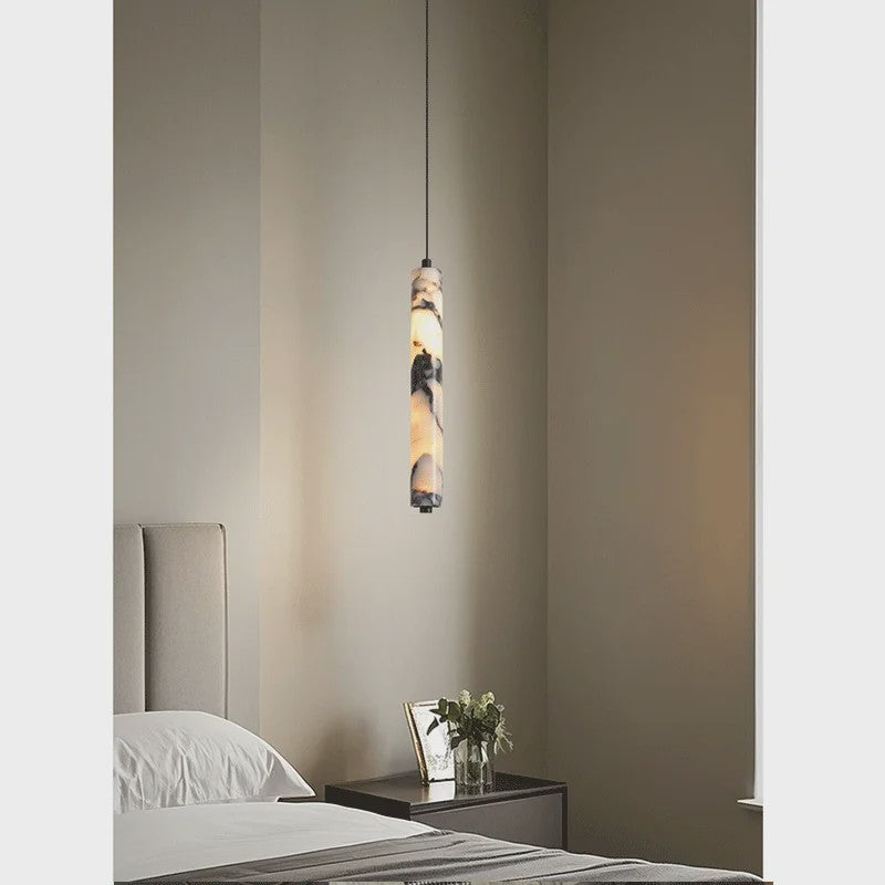 Luxe Cilinder Hanglamp Natuursteen - Sfeervolle LED Verlichting voor Woonkamer & Slaapkamer