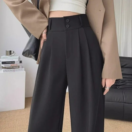 Elegante Wide Leg Pantalon Dames - Hoge Taille Zwart