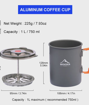 Widesea Camping Koffiepot met French Press - Outdoor Mok & Kookgerei voor Hiking