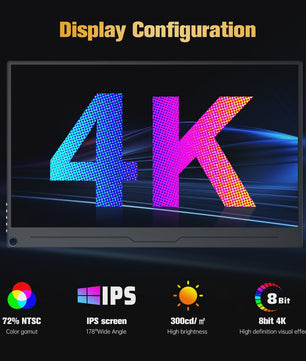 Unew 15.6" 4K Ultra HD Draagbare Gaming Monitor - IPS, HDR, 178° Kijkhoek