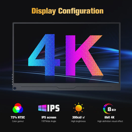 Unew 15.6" 4K Ultra HD Draagbare Gaming Monitor - IPS, HDR, 178° Kijkhoek