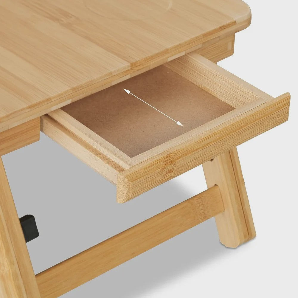 Houten Laptoptafel voor Bed & Bank - Opvouwbaar, Verstelbaar, met Lade