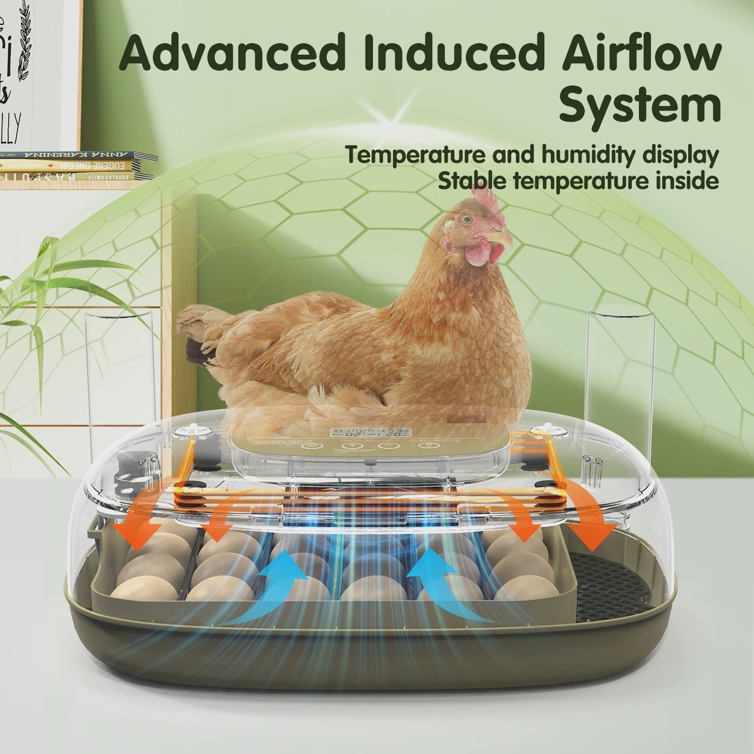 Automatische 24-Eieren Incubator: Temperatuur & Vochtigheid Display, Automatische Watertoevoer, Eiercandler & Keerfunctie