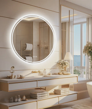 LUVODI Ronde Spiegel 80cm met Slimme LED Verlichting, Dimbaar & Anti-Condens Touchscreen