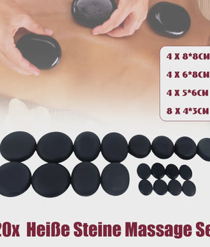 Set van 20 Basalt Hot Stones met Draagbare Verwarmingsbox - Complete Massage Starter Set