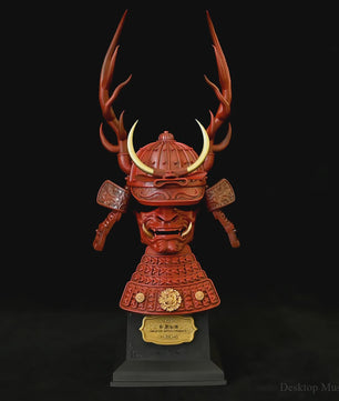 Japanse Samurai Helm Ornament met Draak & Hertengewei - Decoratief Huisdecoratie