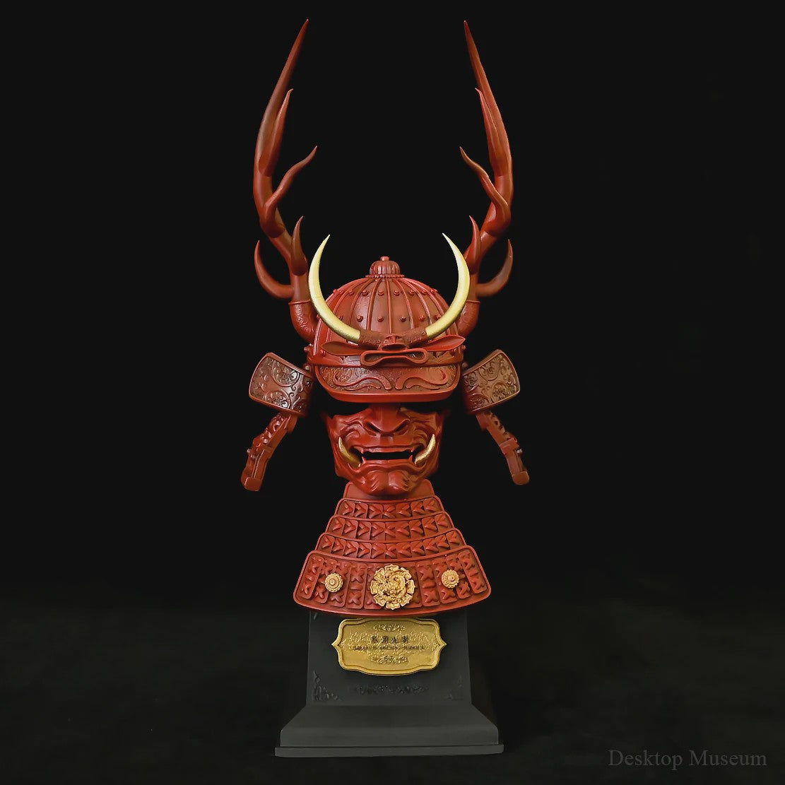 Japanse Samurai Helm Ornament met Draak & Hertengewei - Decoratief Huisdecoratie