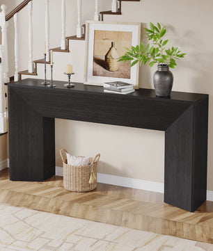 Extra Lange Zwarte Houten Console Tafel (160 cm) - Stijlvolle Entree & Woonkamer Tafel