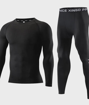 Heren Compressie Sportkleding Set - Long Sleeve Top & Broek voor Fitness, Hardlopen, Yoga