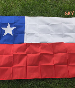 Chile Vlag 90x150cm - Polyester Vlaggenbanner met 2 Ophangringen