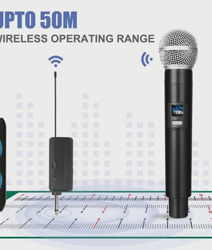 Draadloze UHF Microfoon Set (2 Kanaals) - Draagbaar & Oplaadbaar