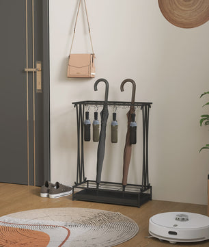 Stijlvolle Paraplustandaard met 24 Haken en Afneembare Drip Tray