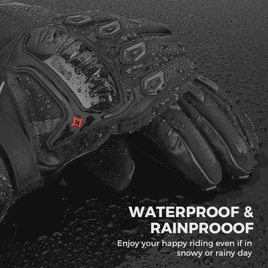 KEMiMOTO Winter Motorhandschoenen Zwart - Waterdicht, Winddicht & Touchscreen
