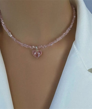 Vintage Zirkonia Hart Hanger Ketting - Boho Stijl Kristal Ketting