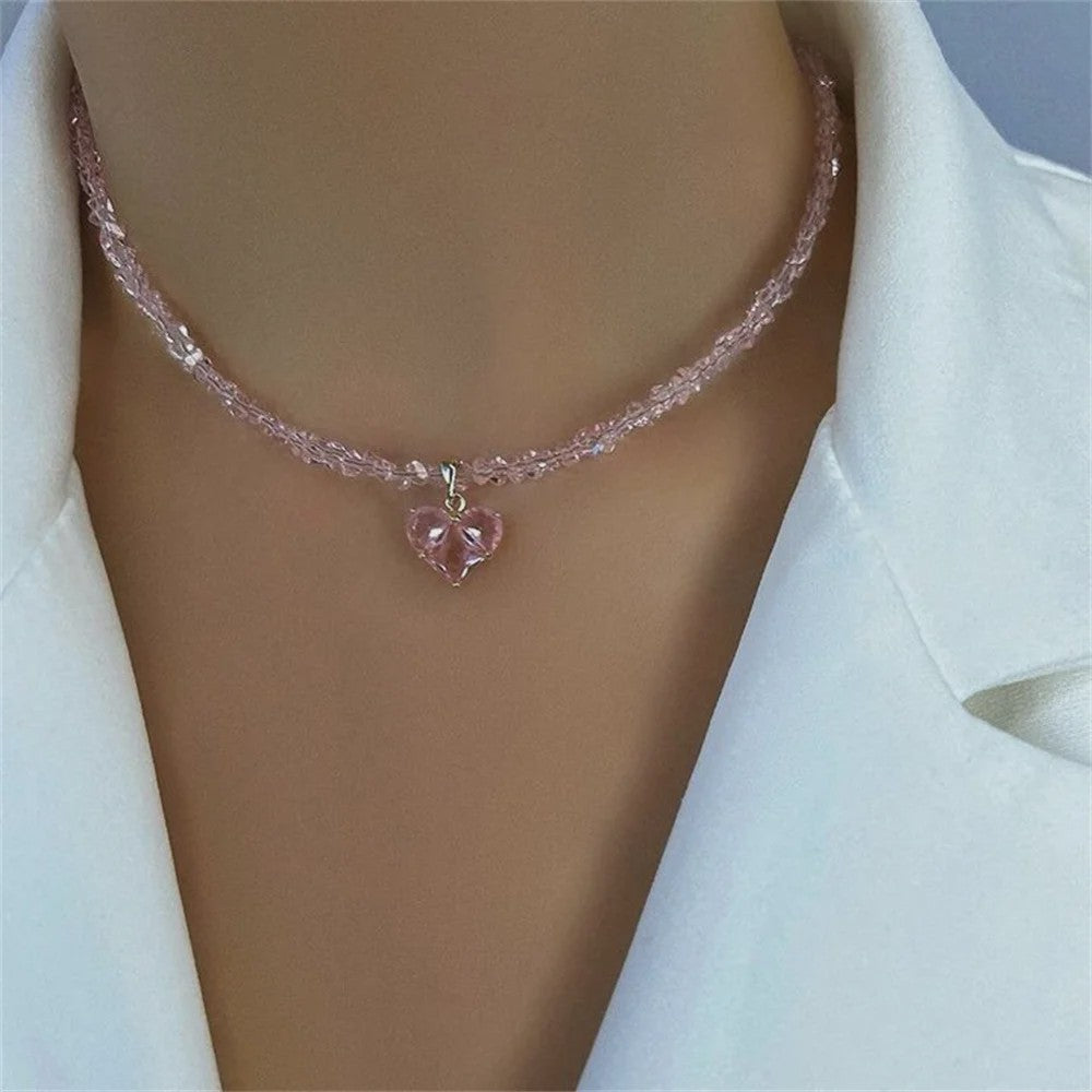 Vintage Zirkonia Hart Hanger Ketting - Boho Stijl Kristal Ketting