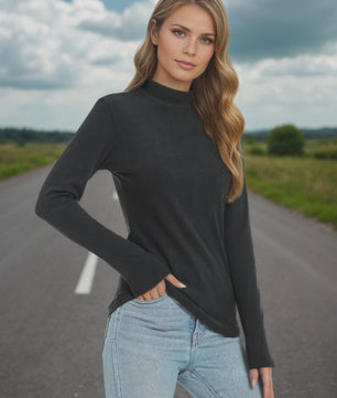 Dames Turtleneck Trui met Lange Mouwen - Basic Ribgebreid Slim Fit Top