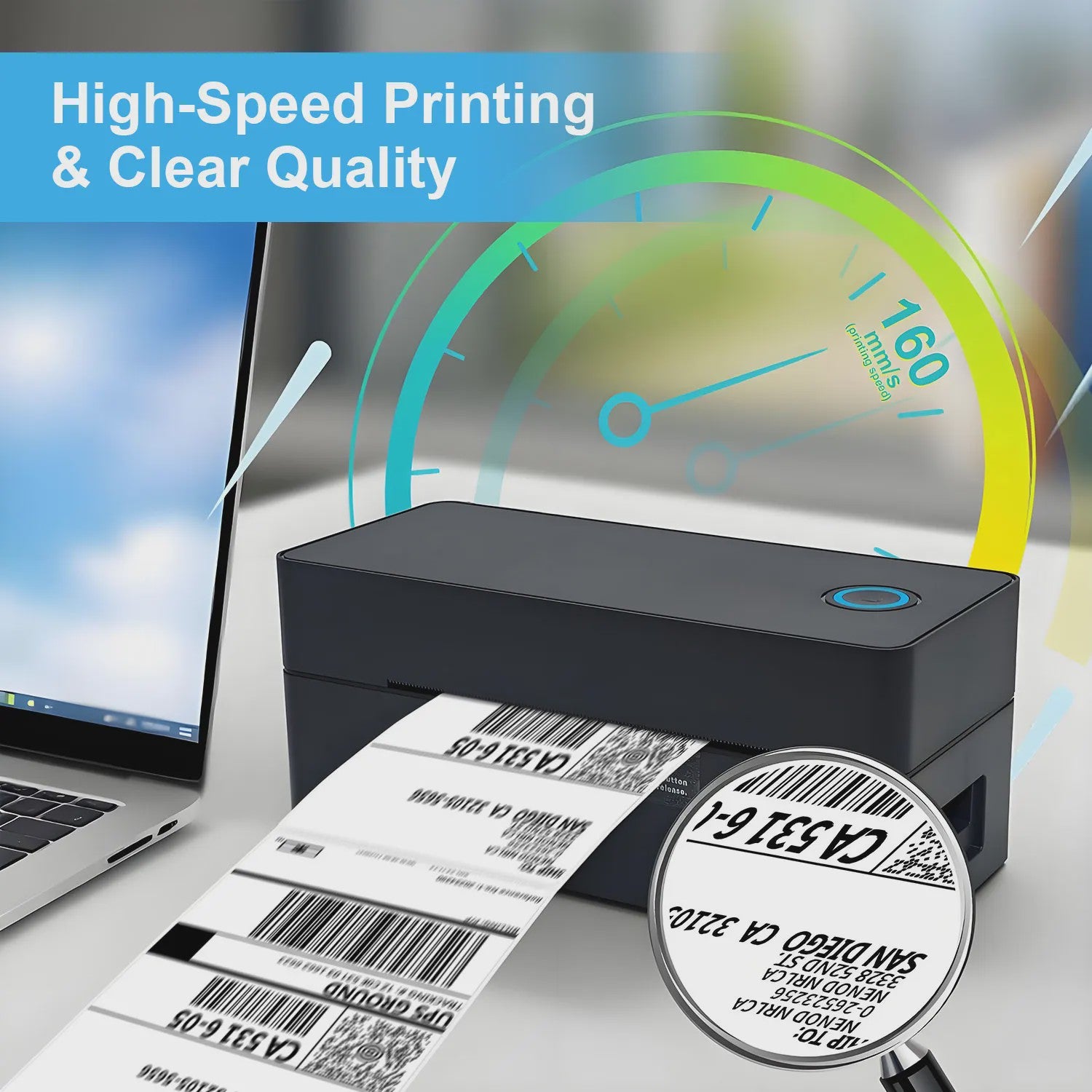 Draagbare Thermische Labelprinter - Geen Inkt Nodig, Bluetooth & USB, Hoge Snelheid voor Kleine Bedrijven