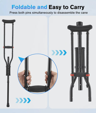 Folding Medical Elbow Crutches, Arms Crutches,Young People Orthopedic Mobility Aids Walking Stick Portable Forearm Crutches Pair