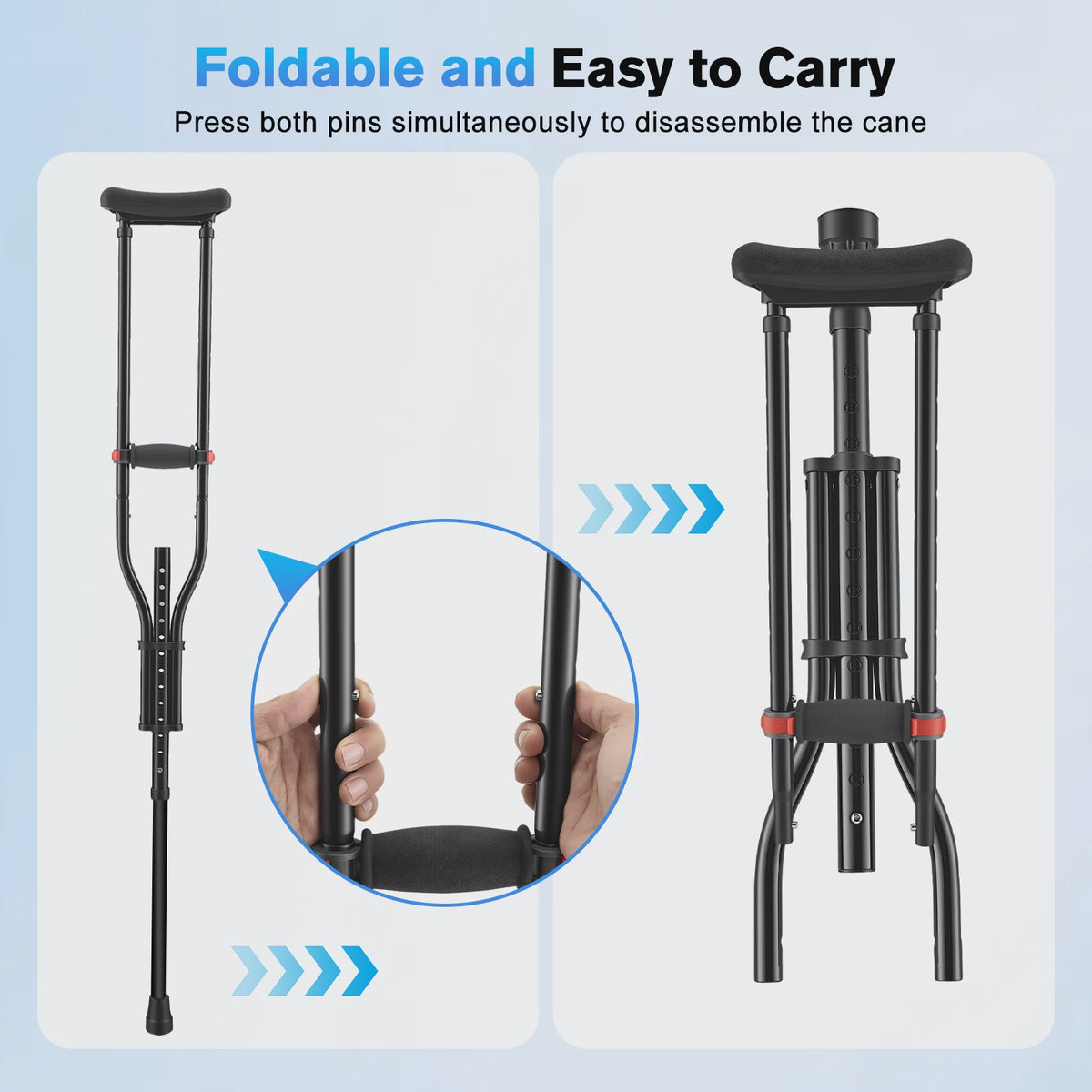 Folding Medical Elbow Crutches, Arms Crutches,Young People Orthopedic Mobility Aids Walking Stick Portable Forearm Crutches Pair