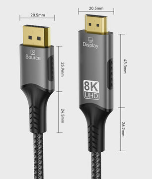 8K DisplayPort naar HDMI Kabel - 8K@60Hz, 4K@120Hz - DP naar HDMI Adapter