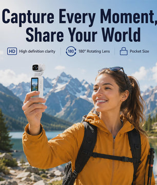 Ourlife Draagbare Pocket Action Camera - 4K HD, 180° Roteerbare Lens voor Vlogs & Outdoor