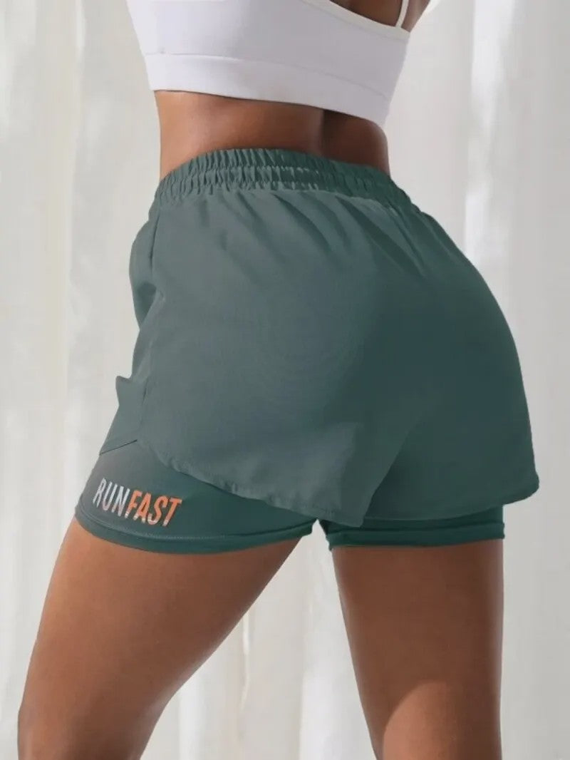 Dames High Waist Yoga Shorts met Ingebouwde Legging - Comfort & Stijl voor Sport
