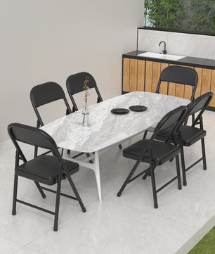 Opvouwbare Stoel met Kunstleren Zitting en Metalen Frame - Comfortabel en Praktisch