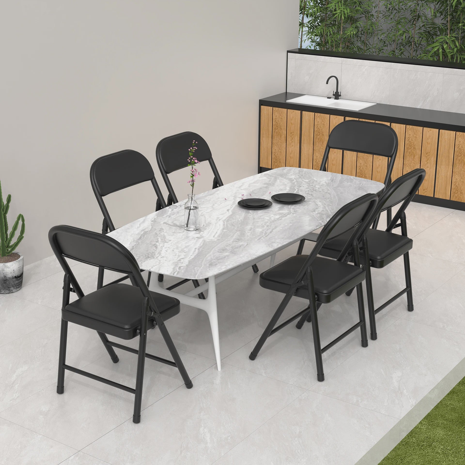 Opvouwbare Stoel met Kunstleren Zitting en Metalen Frame - Comfortabel en Praktisch