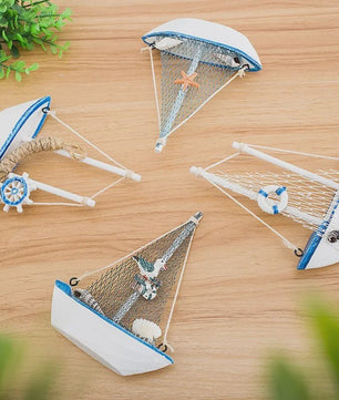 Houten Zeilboot Miniatuur - Mediterrane Stijl Nautische Decoratie