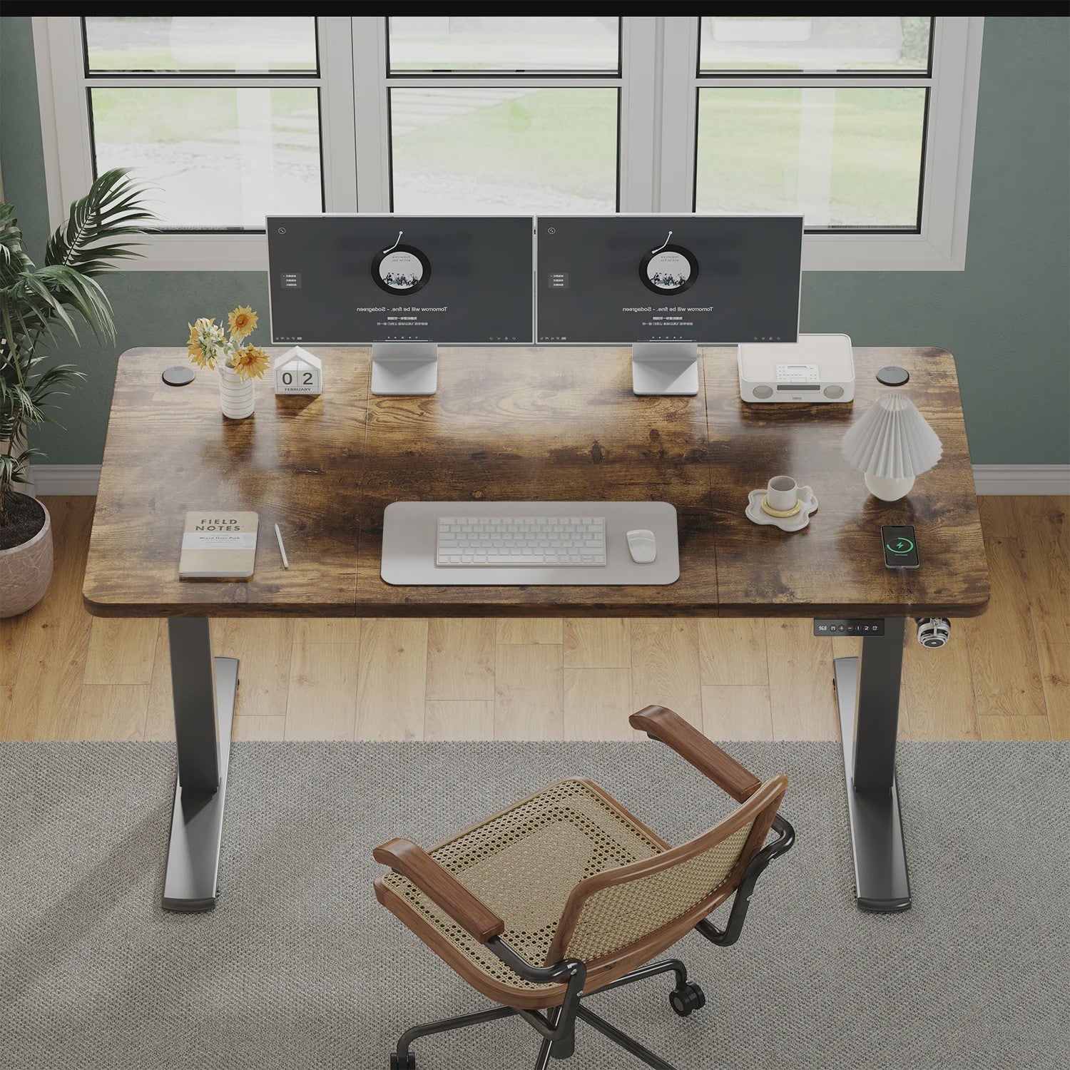 Elektrisch In hoogte Verstelbaar Bureau 120x60 cm met USB-poort - Ergonomisch Thuiswerk Bureau
