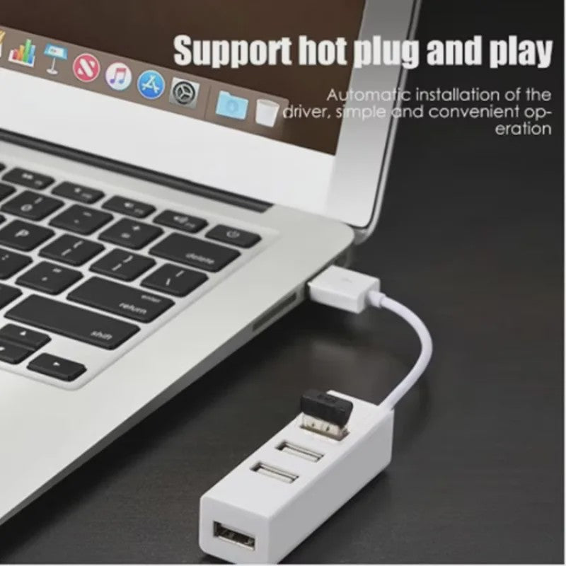 Compacte 4-Poorts USB 2.0 Hub - Vergroot de connectiviteit van je laptop of PC