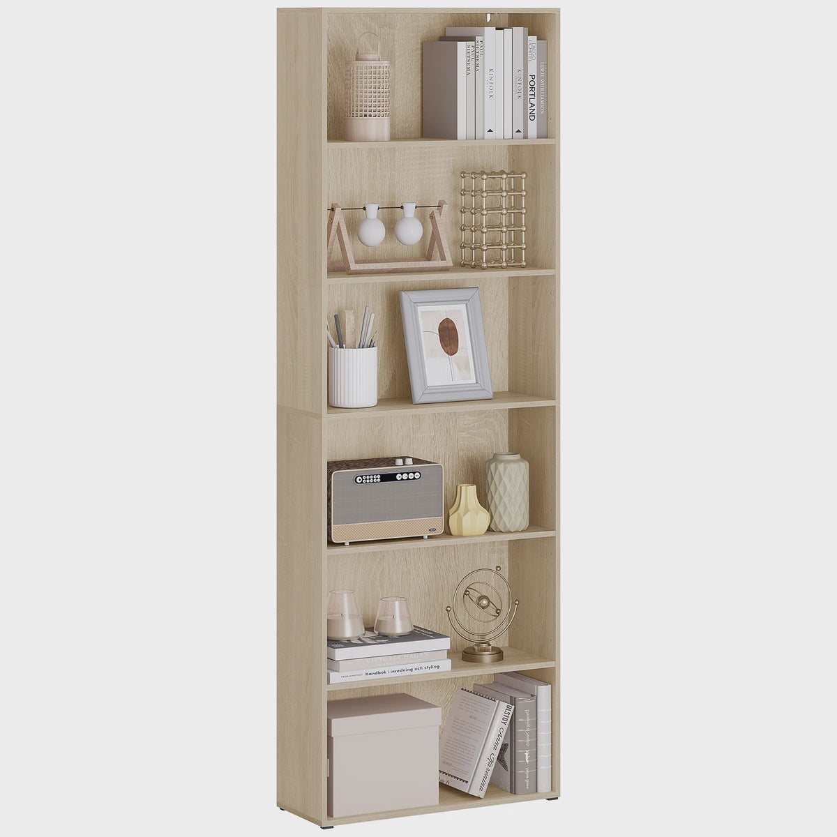 Stijlvolle Open Boekenkast met 6 Legborden - Ideaal voor Woonkamer, Kantoor of Studiekamer