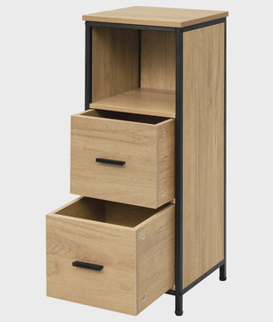 Smal Houten Badkamerkastje met 2 Lades - Multifunctioneel Opbergmeubel