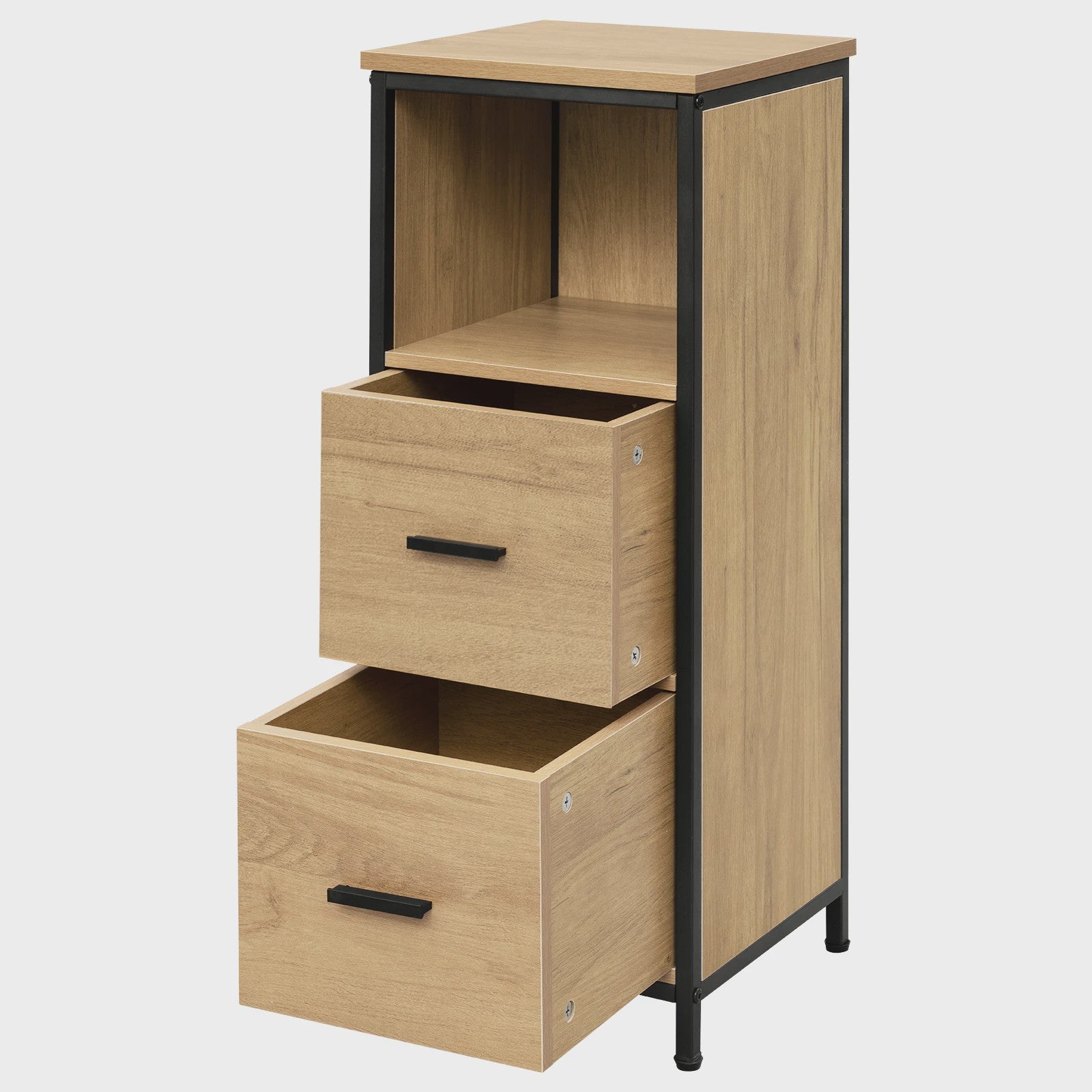 Smal Houten Badkamerkastje met 2 Lades - Multifunctioneel Opbergmeubel