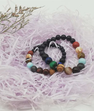 Unieke Natuursteen Armband: Acht Planeten & Galaxy Design - Yoga & Chakra Sieraden