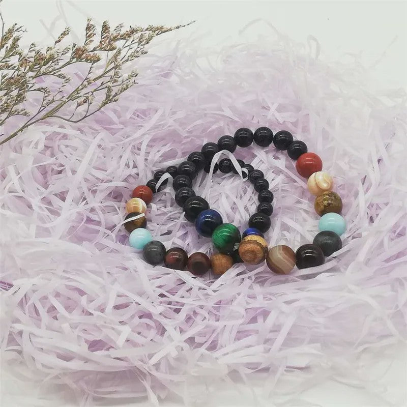 Unieke Natuursteen Armband: Acht Planeten & Galaxy Design - Yoga & Chakra Sieraden