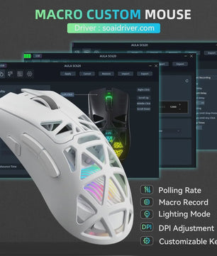 AULA SC620 Gaming Muis - Tri-Mode Connectiviteit (Wired/BT/2.4G), Lichtgewicht, 12000 DPI, PAW3311 Sensor