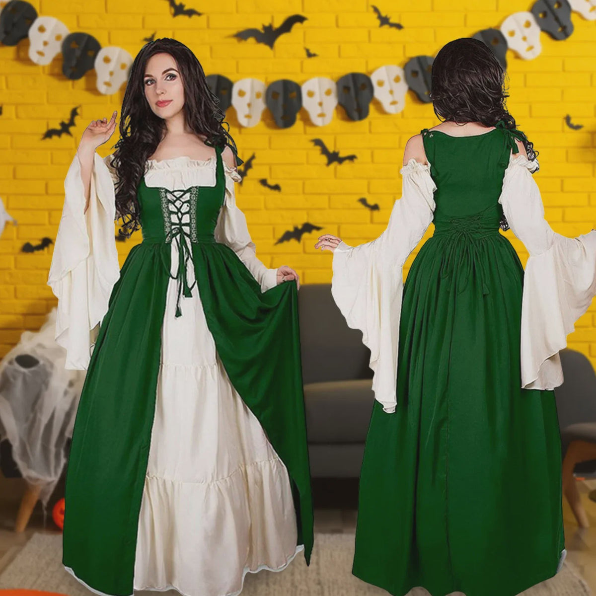 Middeleeuwse Jurk Dames - Vintage Ierse Kostuum voor Cosplay, Feest & Dans